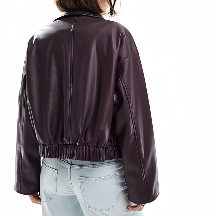 Damen modische Kunstlederjacke mit elegantem Schnitt Drune