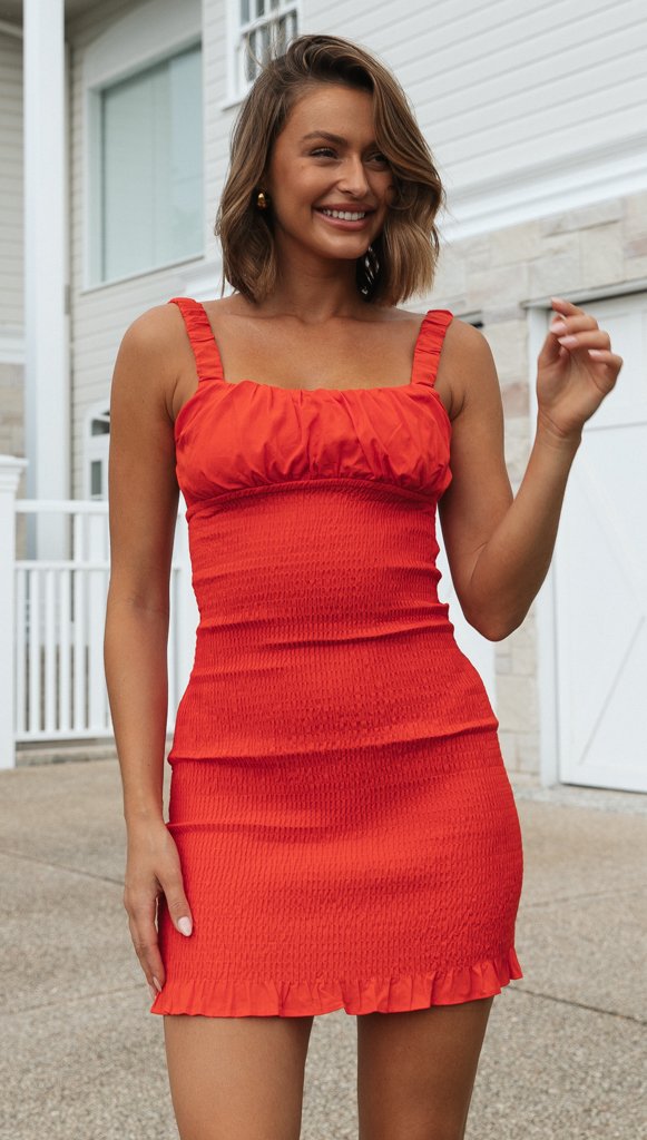 Damen Figurbetontes Sommerkleid mit Rüschendetails Drune