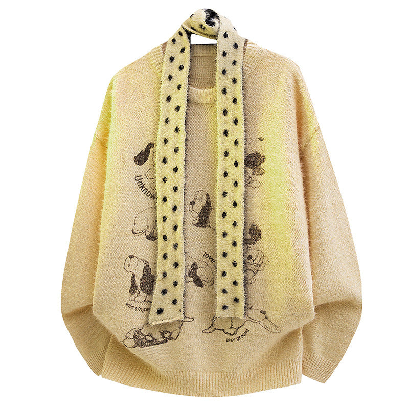 Damen Grobstrickpullover mit Tiermotiv Drune