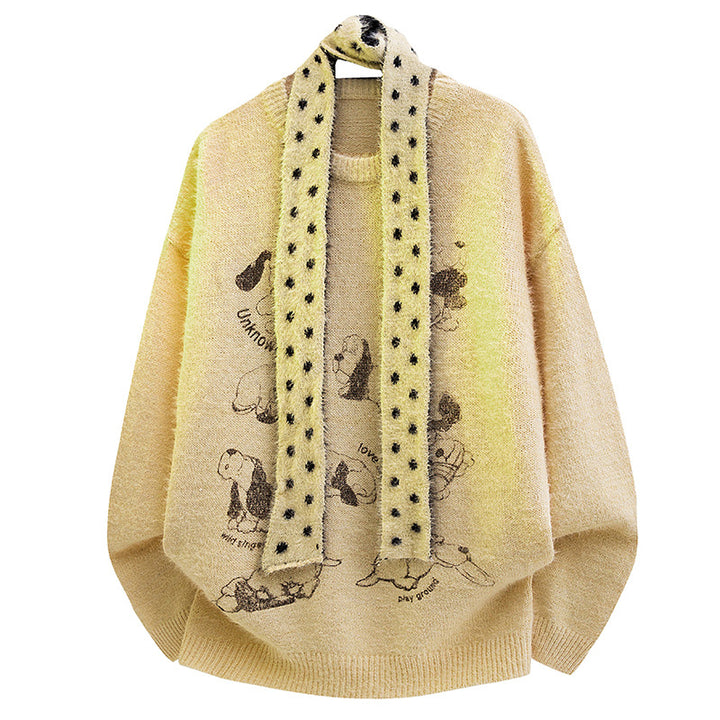 Damen Grobstrickpullover mit Tiermotiv Drune