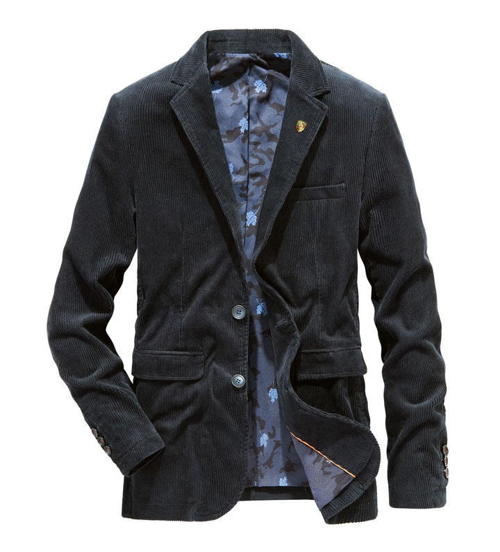 Herren Cord-Sakko mit floral-gemustertem Futter und Pattentaschen Drune