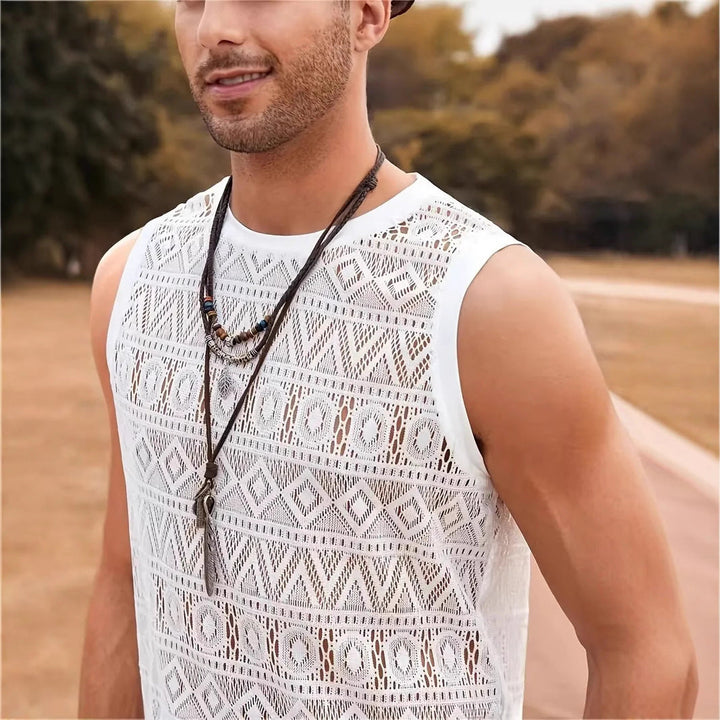 Herren Ärmelloses Netzshirt mit strukturiertem Design Drune
