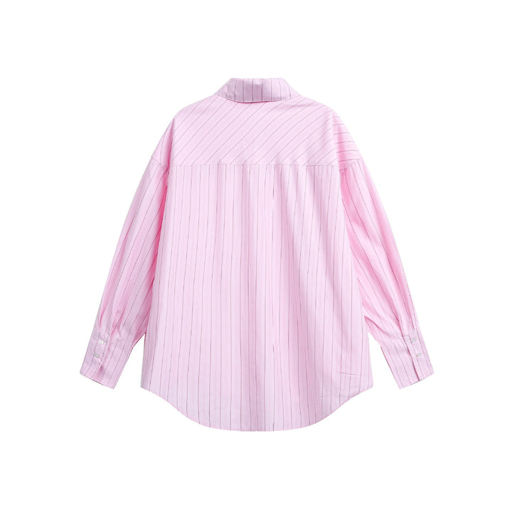 Damen Oversize-Hemdbluse mit feiner Nadelstreifenstruktur und abgerundetem Saum Drune
