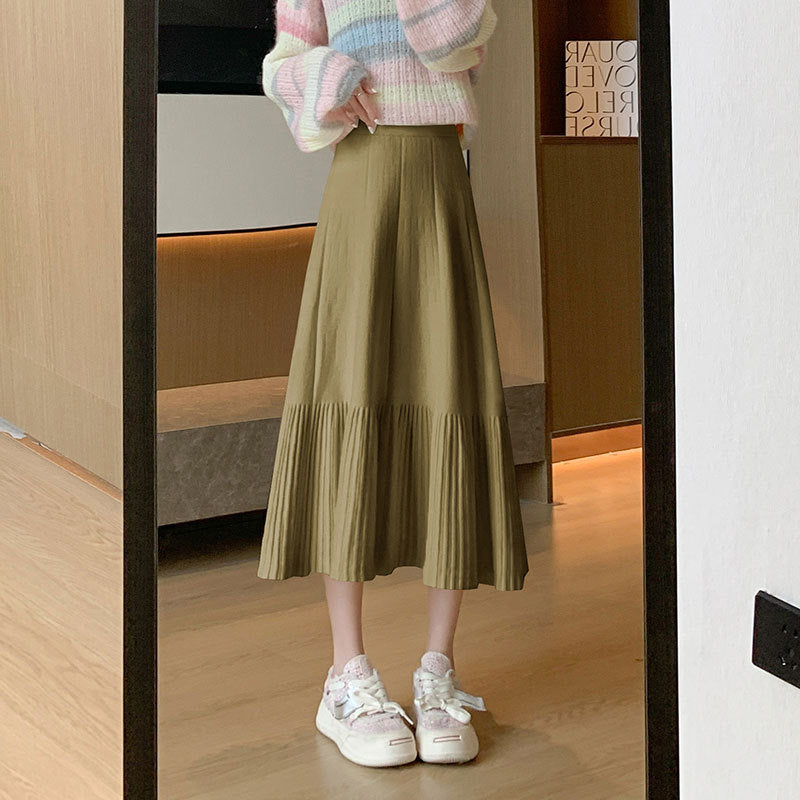 Damen Plissierter Midi-Rock aus weichem Material Drune