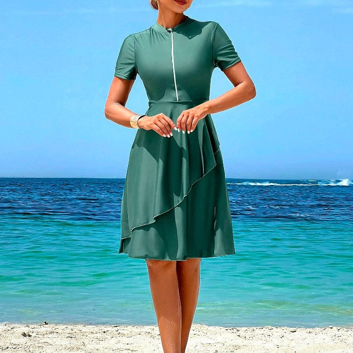 Damen Elegantes Strandkleid mit Rüschen Drune