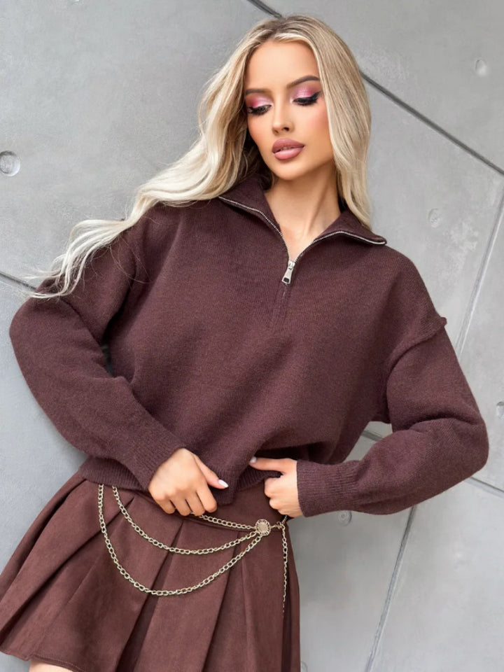 Damen Modischer Pullover mit praktischem Halbreißverschluss Drune