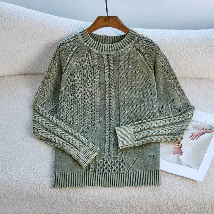 Damen Grobstrickpullover mit einzigartigem Zopfmuster und lässigem Schnitt Drune