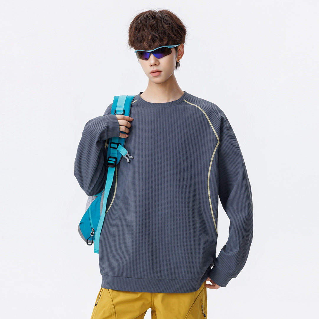 Herren Waffelstruktur-Oversized-Sweatshirt mit Raglanärmeln und Relaxed-Fit Drune