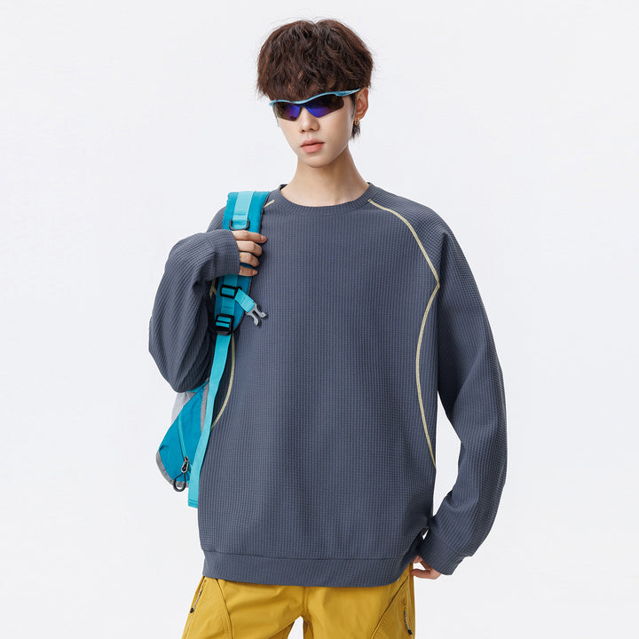 Herren Waffelstruktur-Oversized-Sweatshirt mit Raglanärmeln und Relaxed-Fit Drune