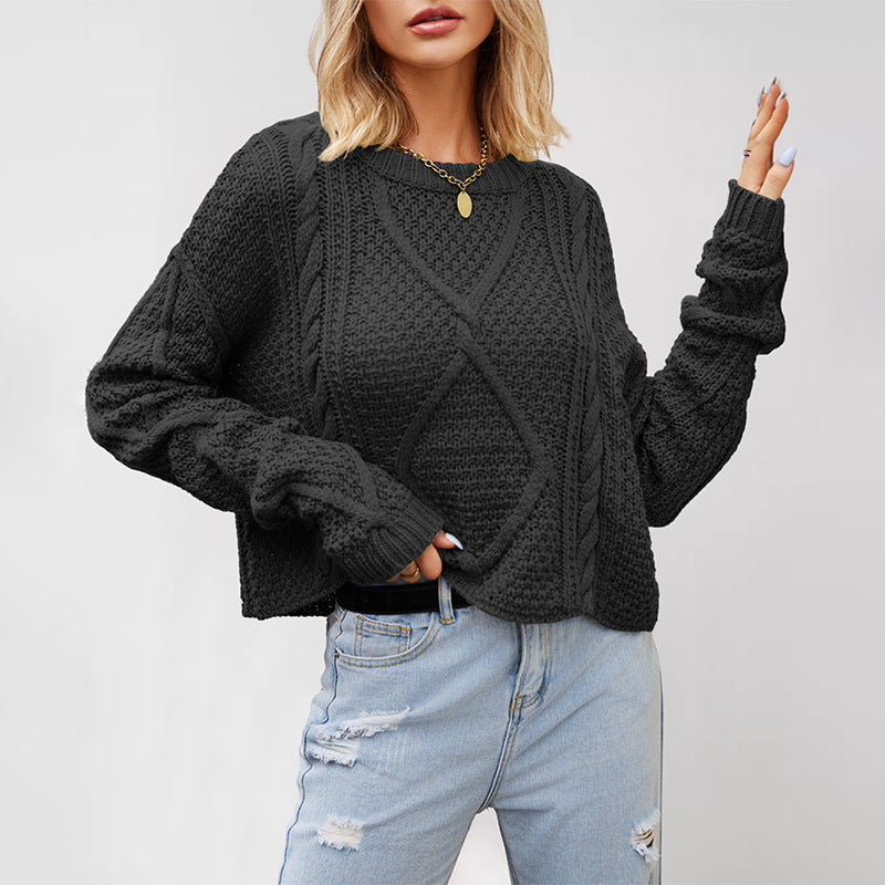 Damen Grobstrickpullover mit strukturiertem Zopfmuster Drune