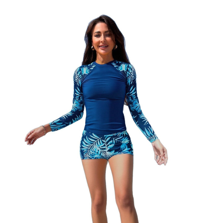 Damen langärmliger UV-Schutz-Schwimmanzug mit floralem Muster Drune