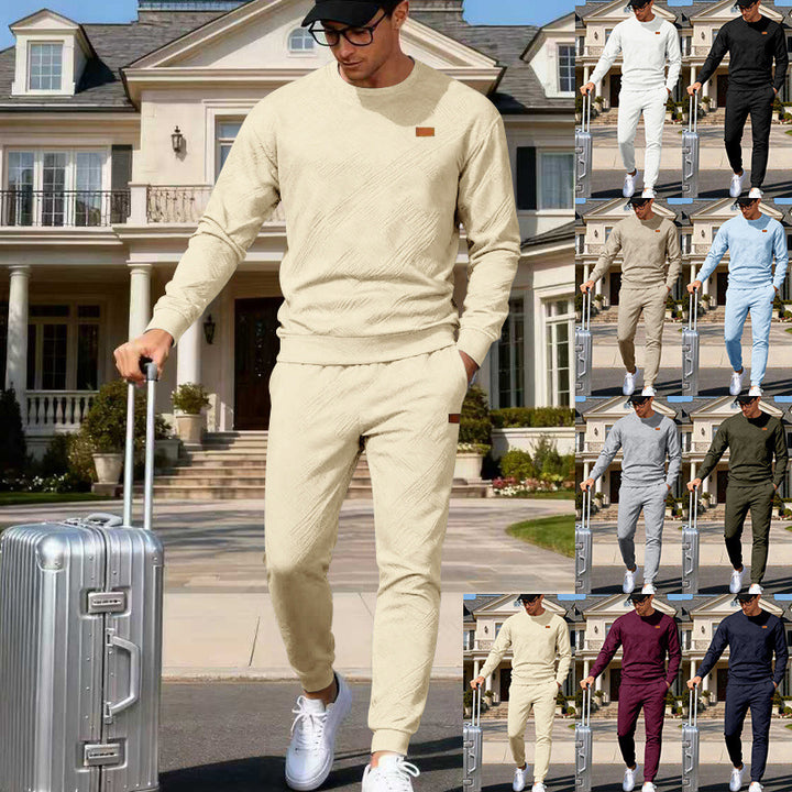 Herren Feinstrukturiertes Lounge-Set mit Rundhals-Pullover & schmaler Jogginghose Drune