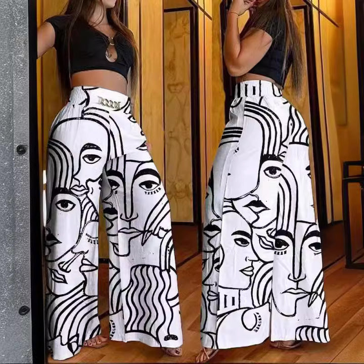 Damen Weit geschnittene Dress-Pants mit elastischem Bund Drune