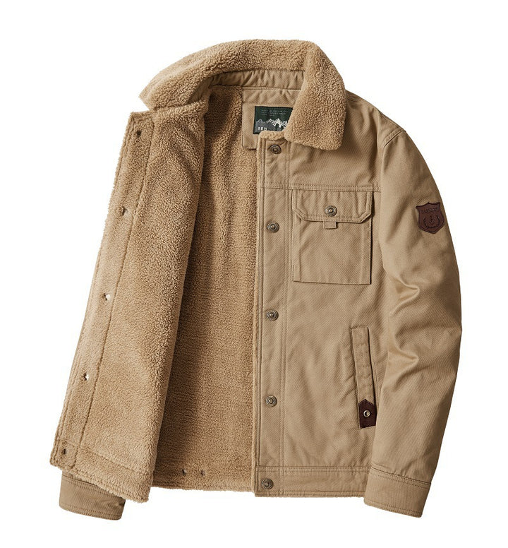 Herren Warme Winterjacke mit Teddyfutter Drune