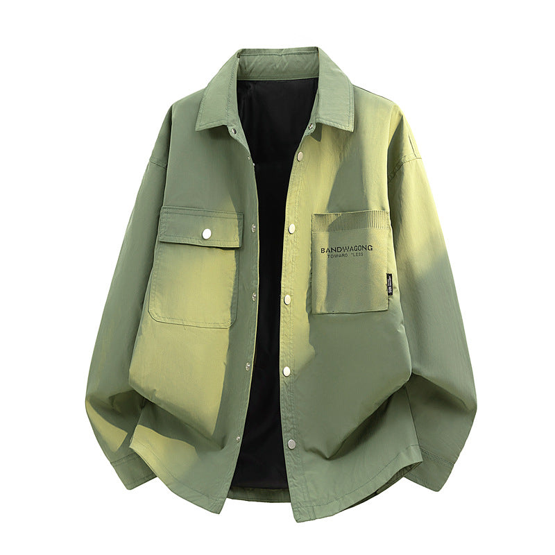 Herren Oversize-Utility-Hemdjacke mit Druckknopfleiste und großen aufgesetzten Taschen Drune