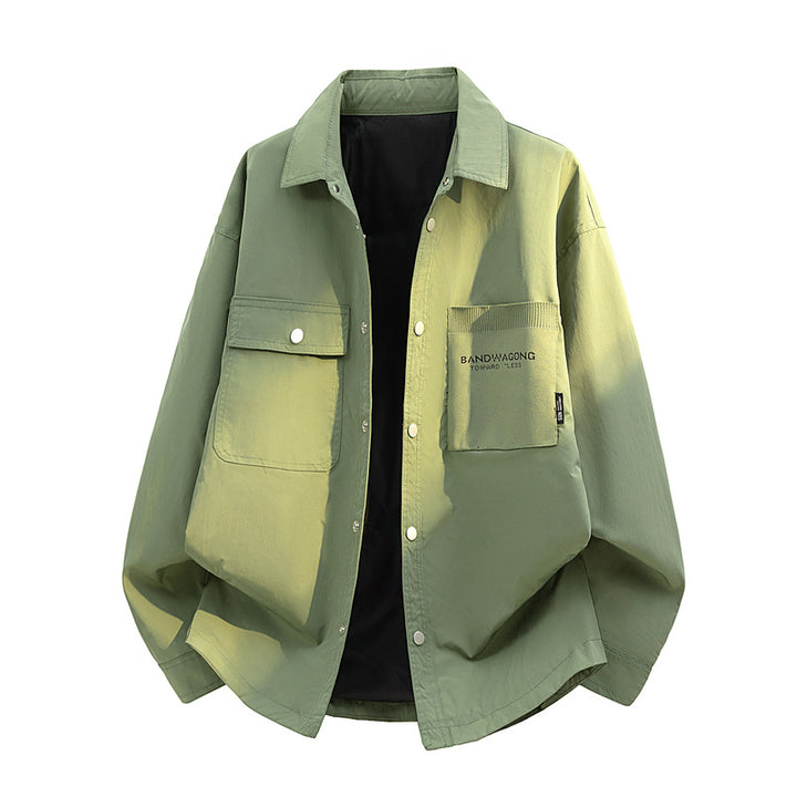 Herren Oversize-Utility-Hemdjacke mit Druckknopfleiste und großen aufgesetzten Taschen Drune
