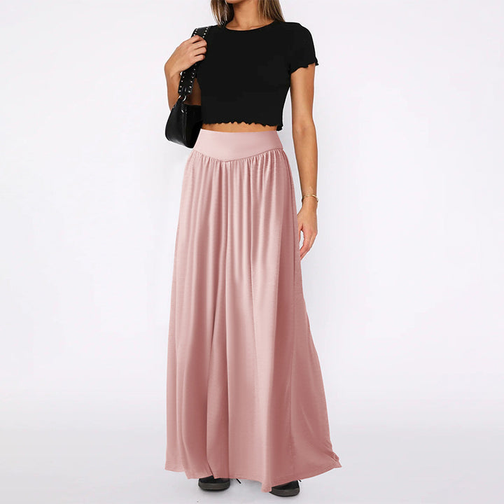 Damen Weit geschnittene Palazzo-Hose mit hohem Bund Drune