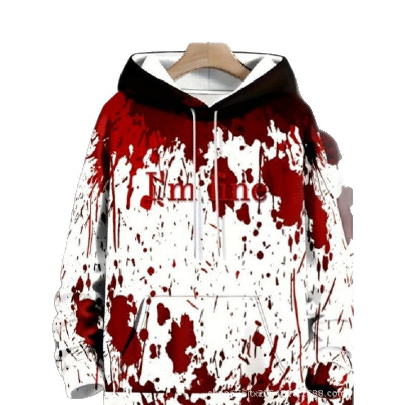 Damen Kreativer Kapuzenpullover mit blutrotem Print Drune