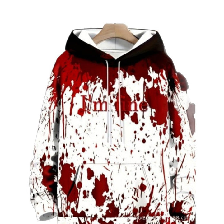 Damen Kreativer Kapuzenpullover mit blutrotem Print Drune