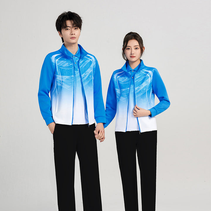 Unisex Performance-Trainingsset mit Farbverlauf, Stretch-Jacke und Komforthose Drune