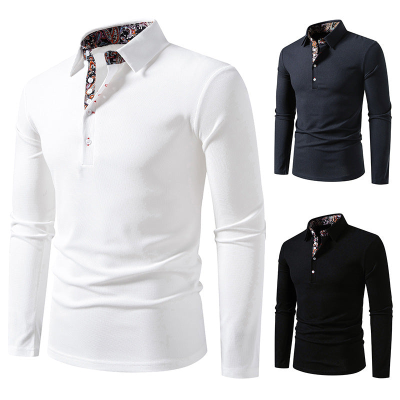 Herren Langarm Poloshirt mit außergewöhnlichem Kragen-Design Drune