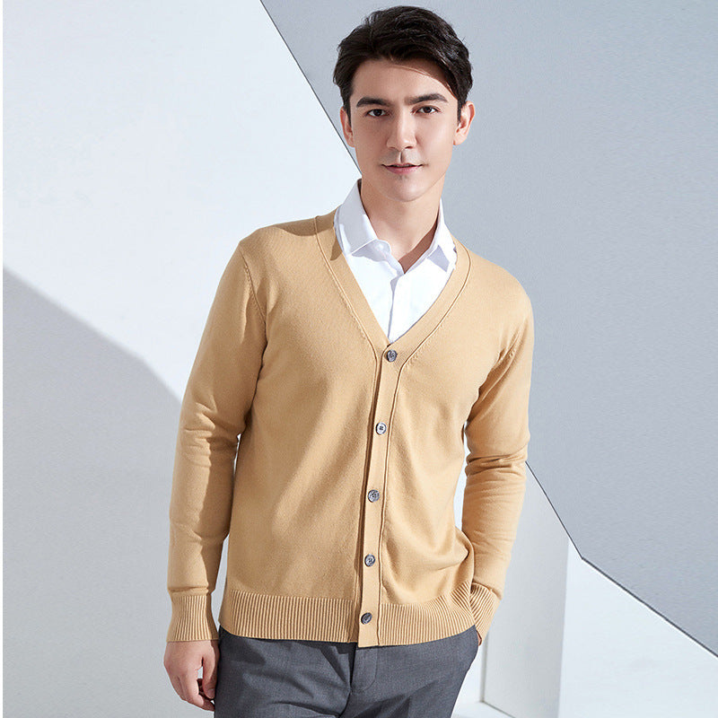 Herren Leichter Feinstrick-Cardigan mit V‑Ausschnitt und Business‑Silhouette Drune