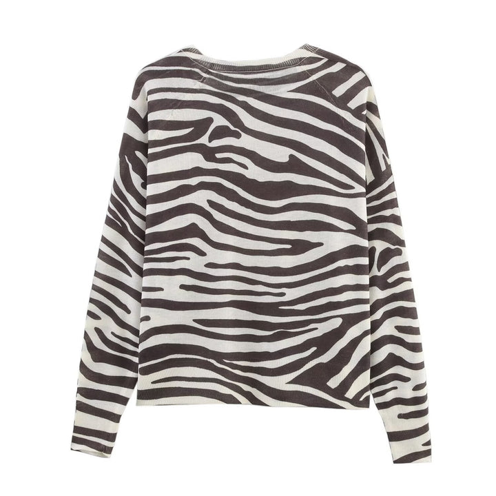 Damen trendiger Pullover mit Zebramuster Drune