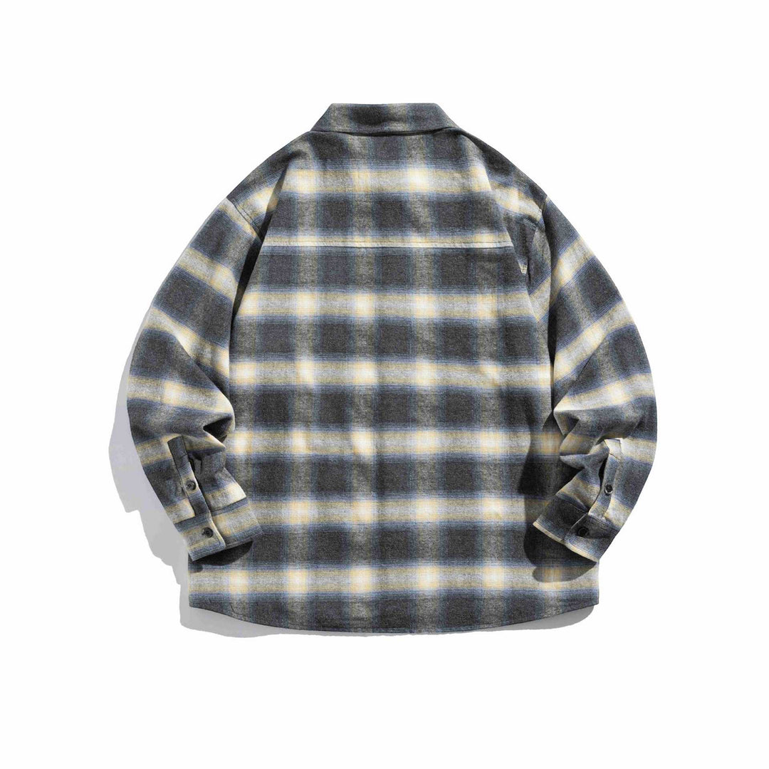 Herren Karierte Flanell-Overshirt mit Brusttasche Drune