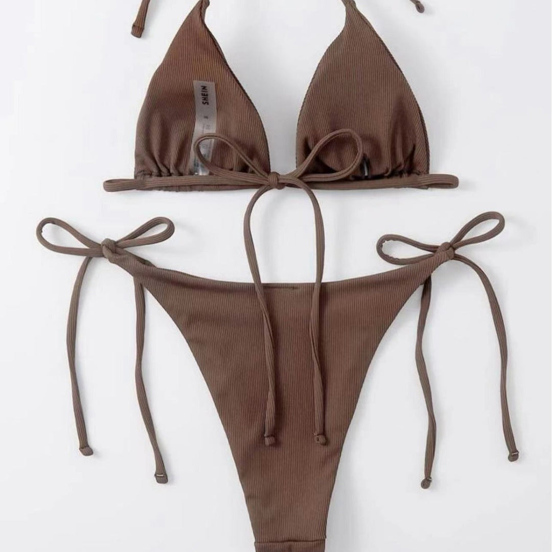 Damen Triangel-Bikini mit seitlichem Knoten und verstellbaren Trägern Drune