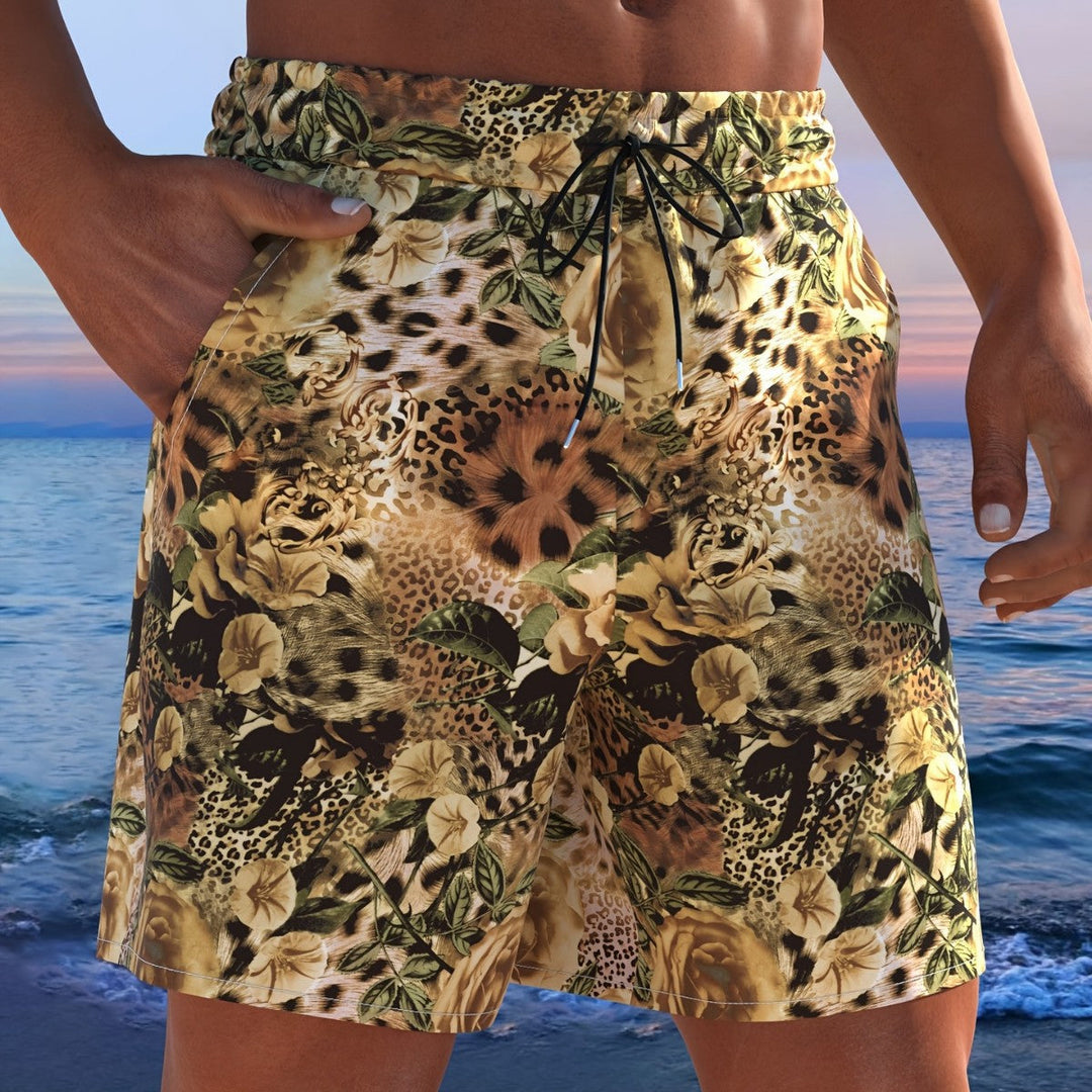 Herren Badeshorts mit animalischem Muster und elastischem Bund Drune