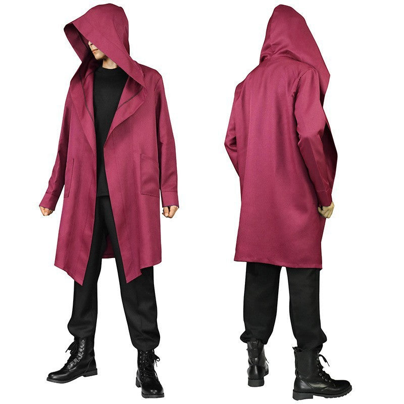 Unisex nan mehrschichtiger Kapuzenumhang mit weitem Fall und Satinbandverschluss Drune