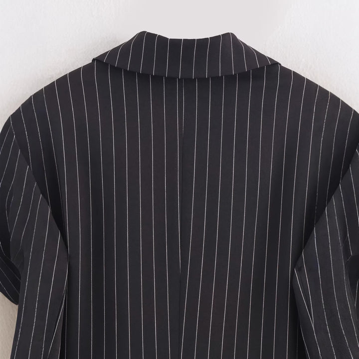 Damen Nadelstreifen-Blazer mit weitem Revers und Pattentaschen Drune