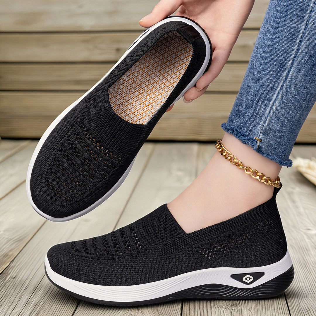 Damen nan nahtloser atmungsaktiver Strick-Slip-On Comfort-Walking-Schuh Drune