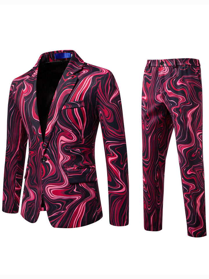 Herren Zweiteiliges Statement-Sakko und Anzughose mit psychedelischem Swirl-Print Drune