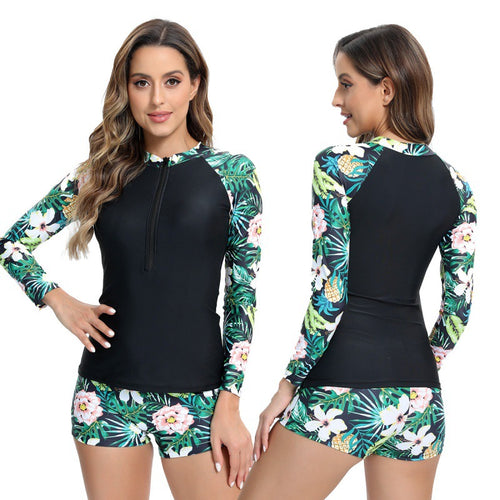 Damen Surfanzug mit langen Ärmeln und elegantem floralem Muster Drune