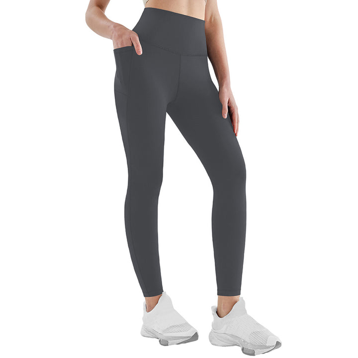 Damen Athletische Stretch-Leggings mit hoher Taille und seitlichen Taschen Drune