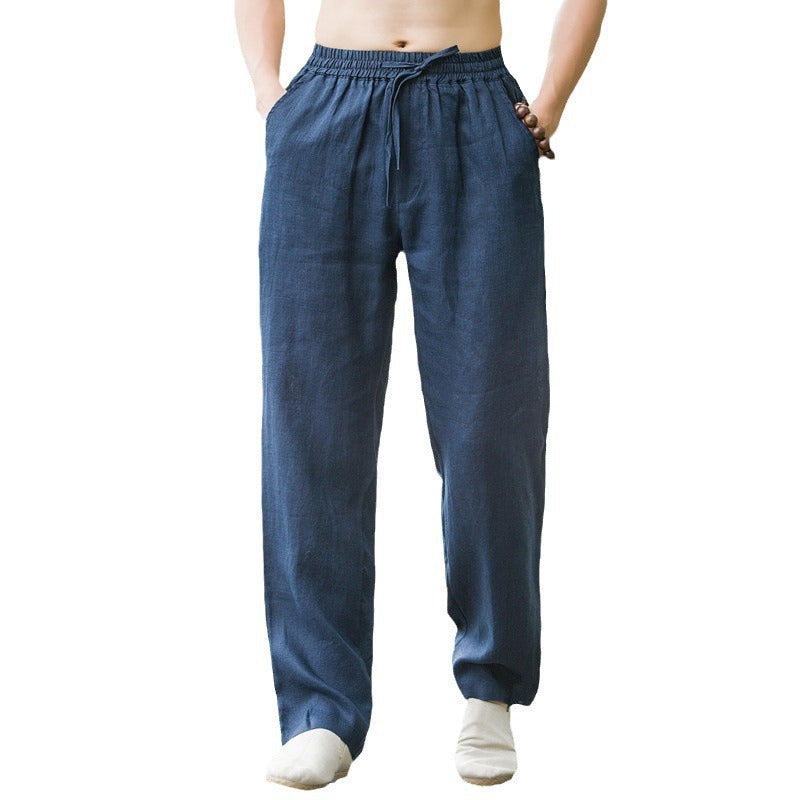 Herren lässige Leinenhose mit elastischem Bund und praktischen Seitentaschen Drune
