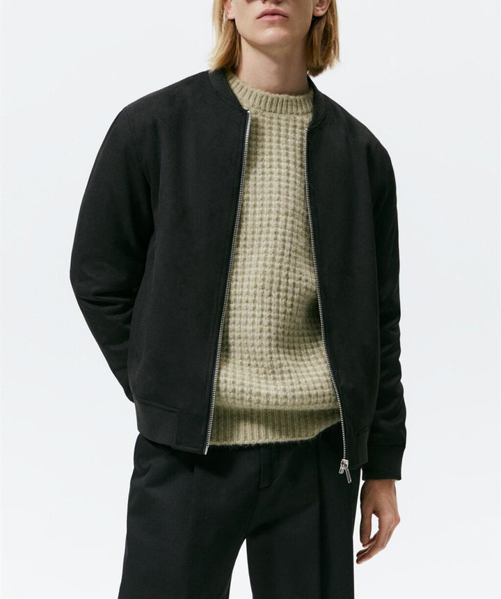 Herren Casual Elegante Sweatjacke mit Rundhalsausschnitt und seitlichen Eingrifftaschen Drune