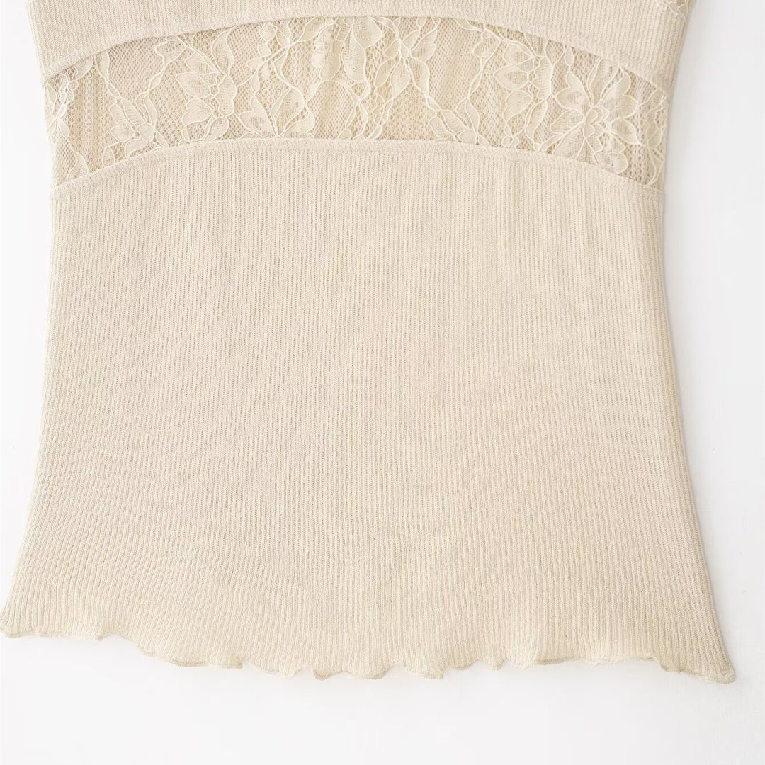 Damen Spitzen-Cami-Top mit zarten Trägern und eleganten Details Drune