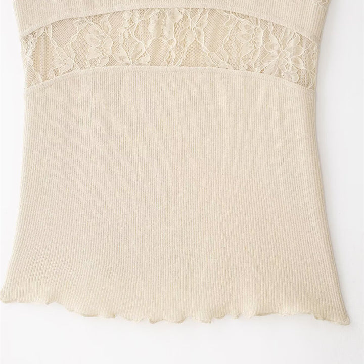 Damen Spitzen-Cami-Top mit zarten Trägern und eleganten Details Drune