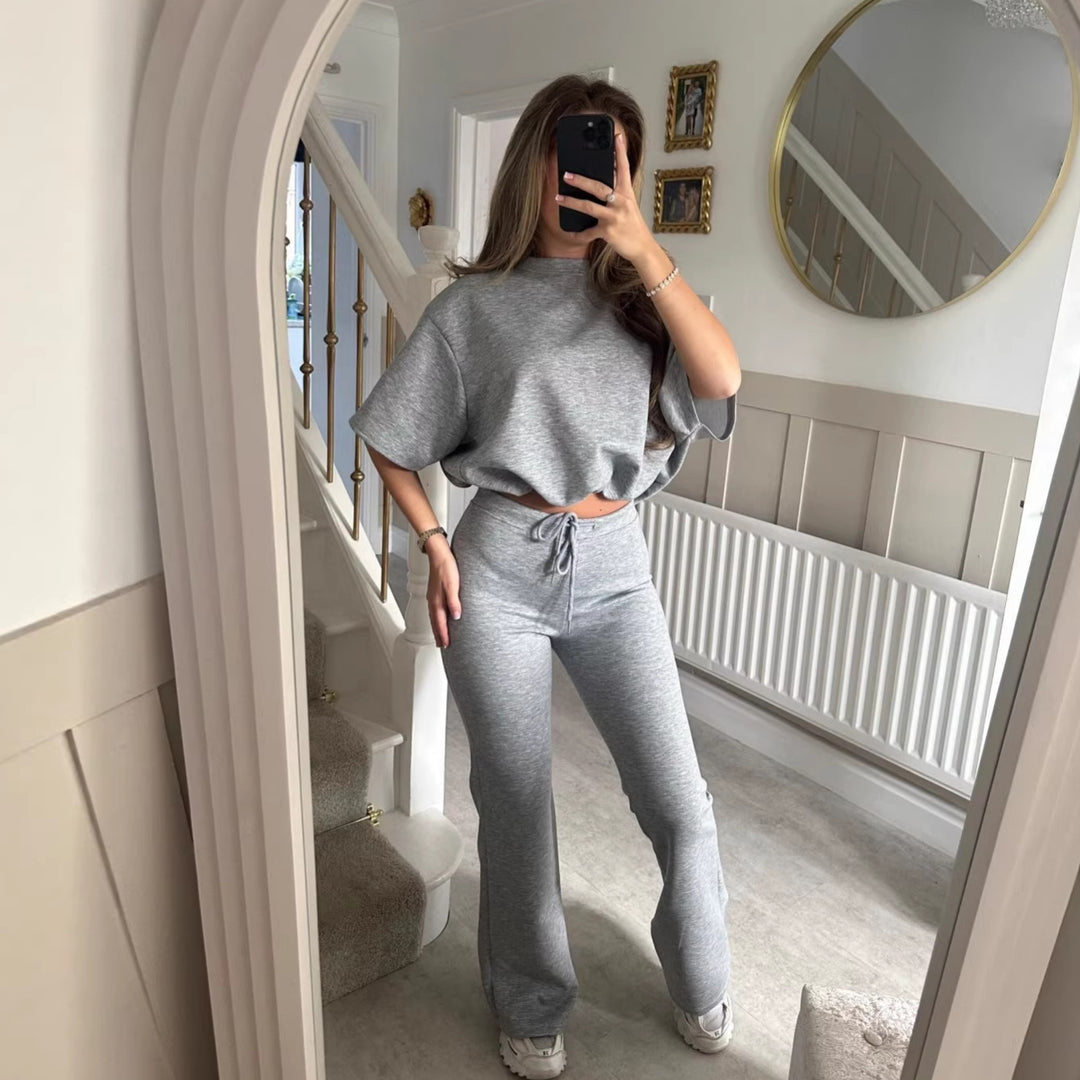 Damen Lässige Strick Lounge-Kombination mit weitem Schnitt und eleganten Details