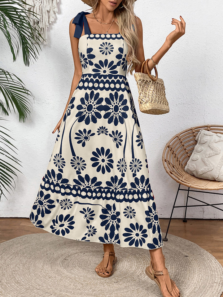 Damen Elegantes Maxikleid mit Blumenmuster und charmanten Trägern Drune