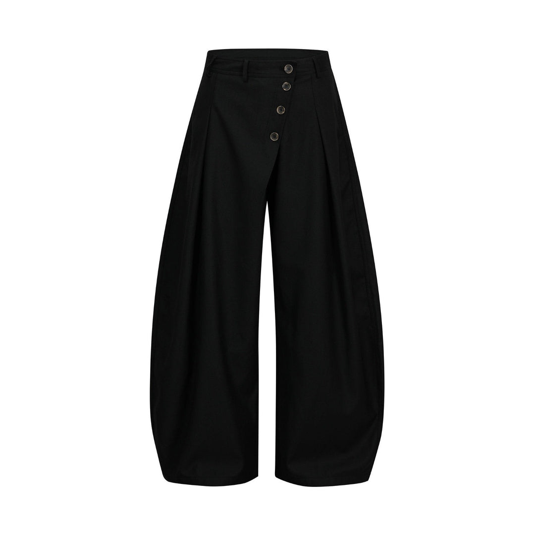 Damen Modische Weitgeschnittene Hose mit Knopfdetails Drune
