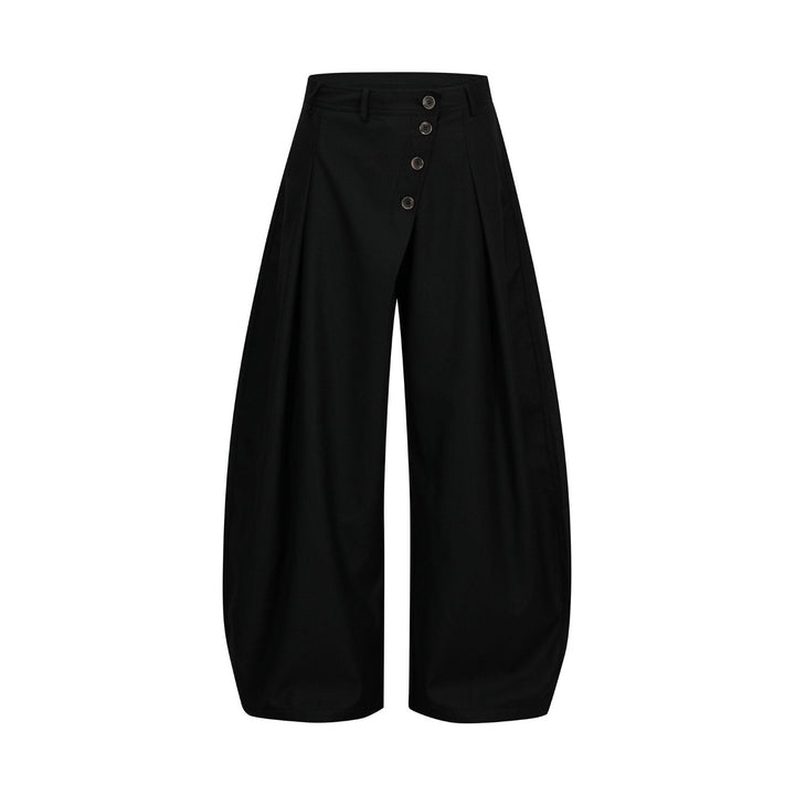 Damen Modische Weitgeschnittene Hose mit Knopfdetails Drune