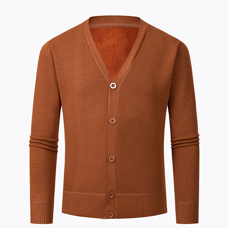 Herren Strickjacke mit V-Ausschnitt und knopflosem Design Drune