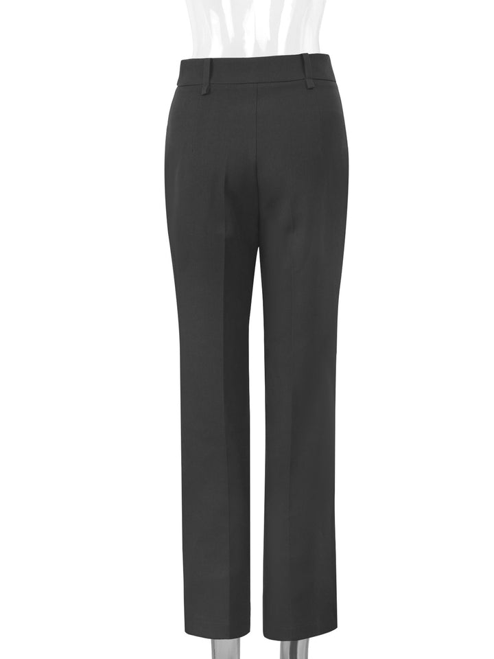 Damen Klassische Stoffhose mit hohem Bund und geradem Bein Drune