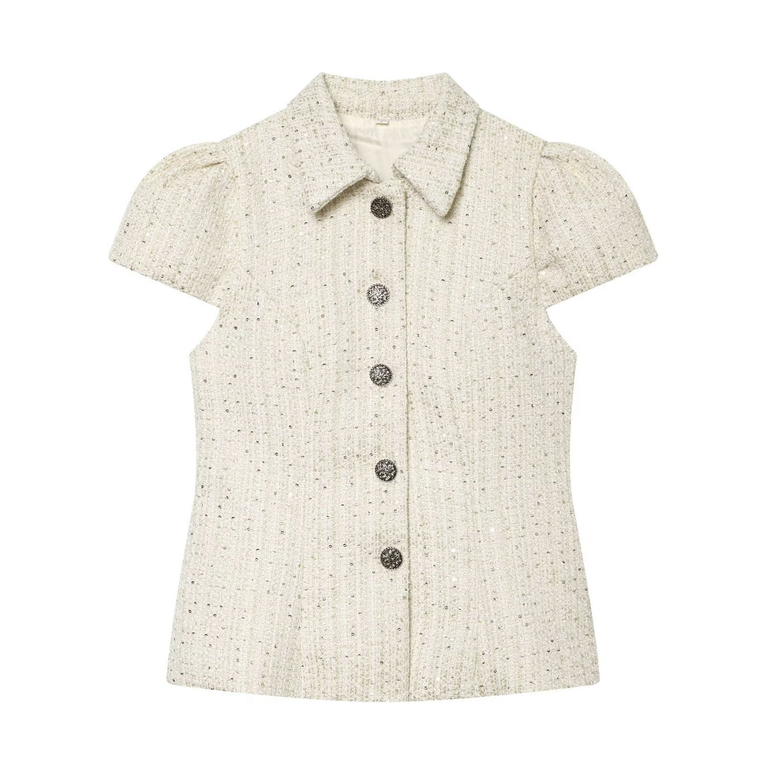 Damen modische Bluse im Tweed-Stil Drune