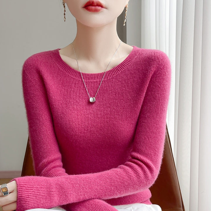Damen Taillierter Rundhals-Pullover aus fein gerippter Kaschmir‑Optik Drune