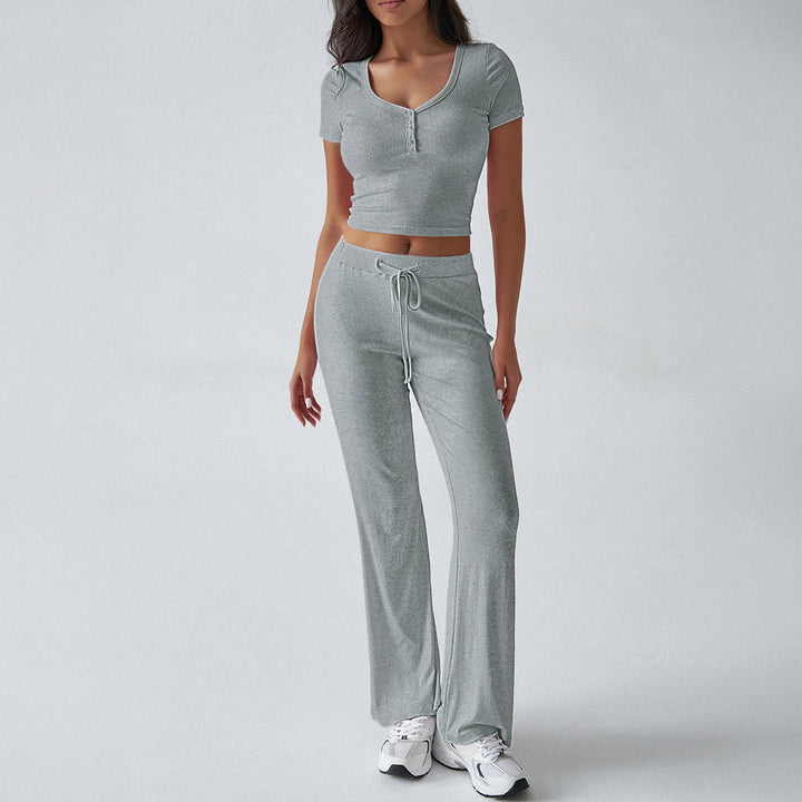 Damen Kombinations-Set mit cropped Oberteil und weiten Hosen Drune