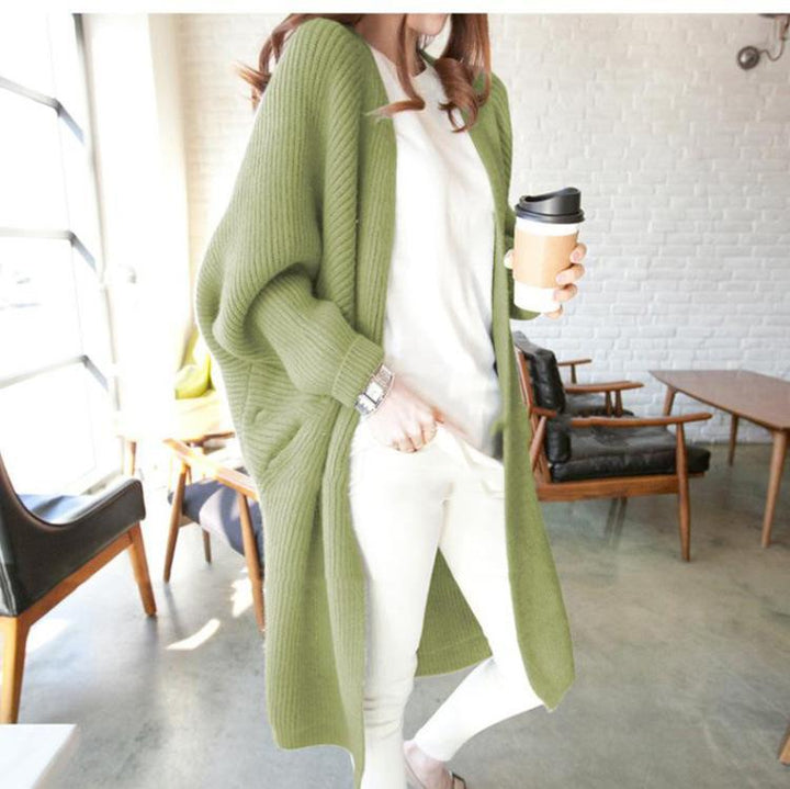Damen lässiger Longcardigan mit offener Front und feinem Strickmuster Drune